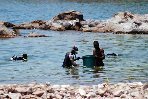 Fishermen at work from lake Tanganyika.