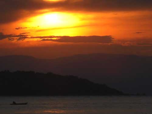 Sunset at lake Tanganyika.